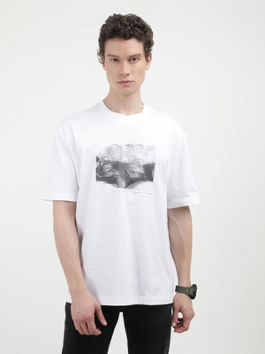 Calvin Klein Jeans Graphic Print Men Crew Neck White T-Shirt
