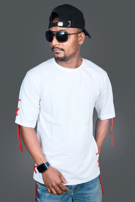 A2R FASHION Solid Men Round Neck White T-Shirt