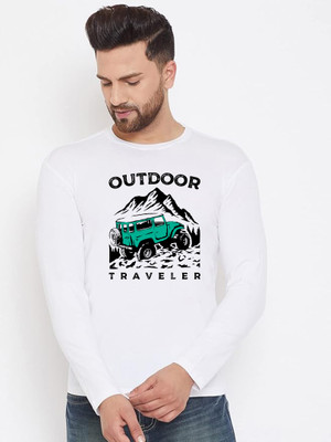 LV CARE Printed Men Round Neck White T-Shirt