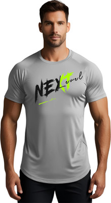 3colors Printed Men Round Neck Grey T-Shirt