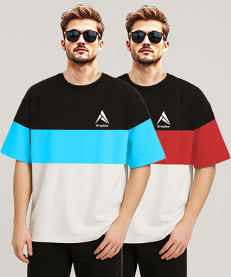 Kroptee Colorblock Men Round Neck Multicolor T-Shirt