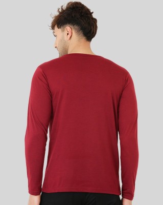 FAOES Printed Men Round Neck Maroon, Black T-Shirt