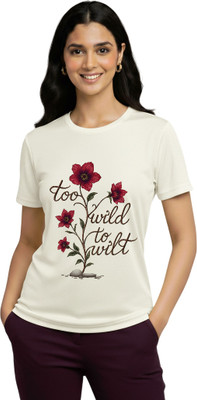 Aasha-Kriti Graphic Print Women Round Neck White T-Shirt
