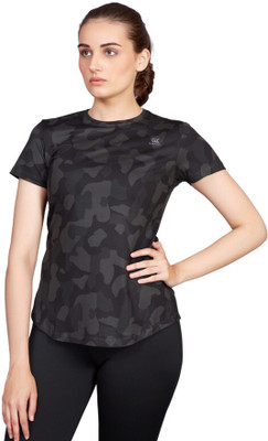 Laasa Sports Solid Women Round Neck Black T-Shirt
