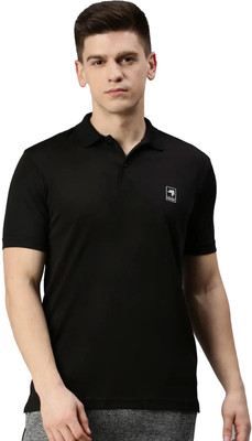 GENX INSSTADRY Solid Men Polo Neck Black T-Shirt