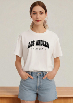 Elvia Typography Women Round Neck White T-Shirt