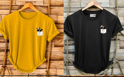 FASHLOOK Printed Men Round Neck Multicolor T-Shirt