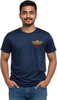 purycot Printed Men Round Neck Navy Blue T-Shirt