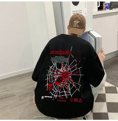 Three Arrows Graphic Print Men Round Neck Black T-Shirt