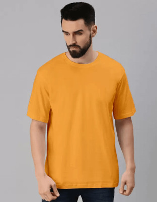 Lasmo Solid Men Round Neck Yellow T-Shirt
