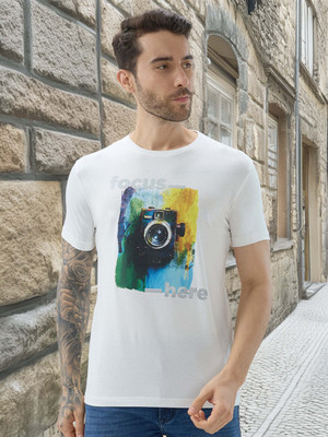 Status Quo Printed Men Round Neck White T-Shirt