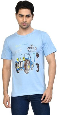 altius Graphic Print Men Round Neck Light Blue T-Shirt