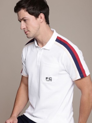 French Connection Solid Men Polo Neck White T-Shirt