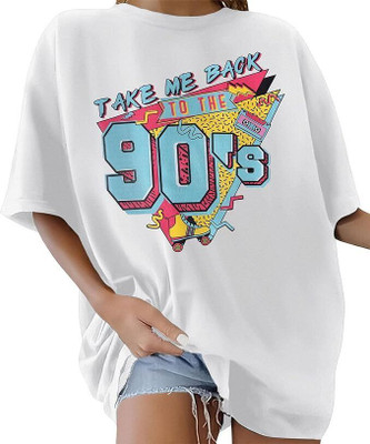 METRONAUT Printed Women Round Neck White T-Shirt