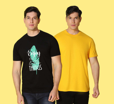 WOOSTRO Printed Men Round Neck Multicolor T-Shirt