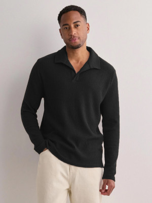 Moda Rapido Solid Men Polo Neck Black T-Shirt