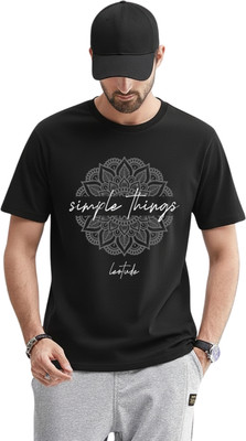 Leotude Printed Men Round Neck Black T-Shirt