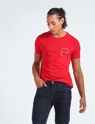 TOMMY HILFIGER Solid Men Round Neck Red T-Shirt