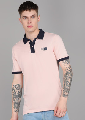 United Colors of Benetton Solid Men Polo Neck Pink T-Shirt
