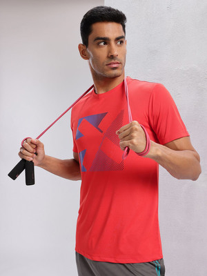 HRX by Hrithik Roshan Printed Men Round Neck Orange T-Shirt