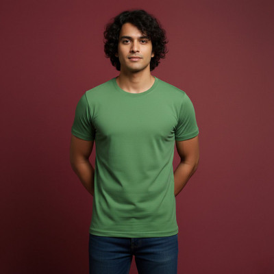 SPOWEARY Solid Men Round Neck Reversible Green T-Shirt