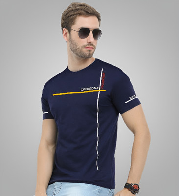 Reya Printed Men Round Neck Blue T-Shirt