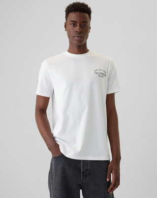 GAP Graphic Print Men Round Neck White T-Shirt
