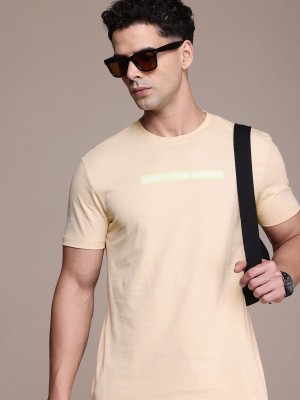 FCUK Printed Men Round Neck Beige T-Shirt