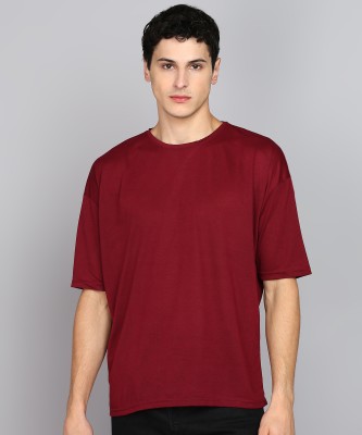 Trendyol Solid Men Round Neck Maroon T-Shirt