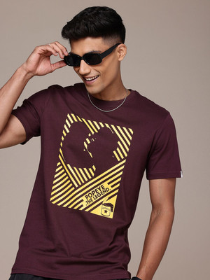 WROGN Printed Men Round Neck Brown T-Shirt