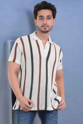LWALS Striped Men Polo Neck Multicolor T-Shirt