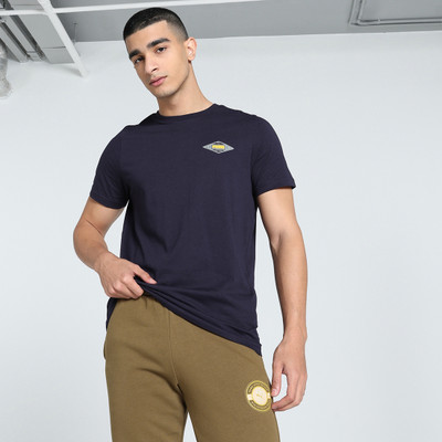 PUMA Printed Men Round Neck Blue T-Shirt