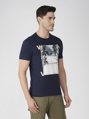Zvezda Printed Men Round Neck Dark Blue T-Shirt