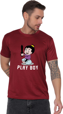 AZAADGARMENT Graphic Print Men Round Neck Maroon T-Shirt