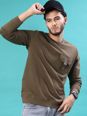 V-MART Self Design Men Round Neck Brown T-Shirt