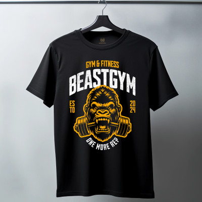 monotee Graphic Print Men Round Neck Black T-Shirt