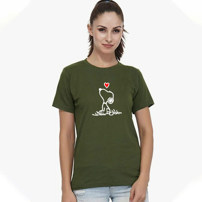 Nilan Tees Wear Printed Women Round Neck Light Green T-Shirt