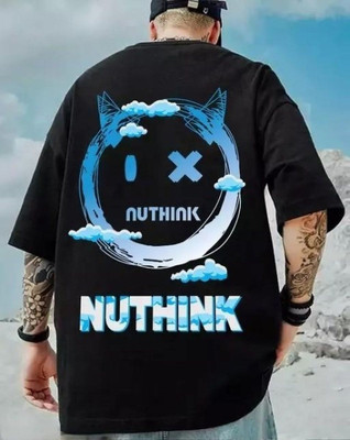 Clickwell Trending Printed, Typography Men Round Neck Black T-Shirt