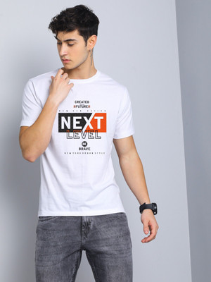 Attirea Printed Men Round Neck White T-Shirt