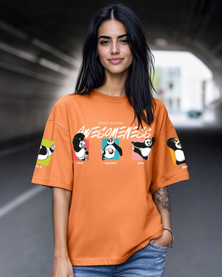 BEWAKOOF Graphic Print Women Round Neck Orange T-Shirt