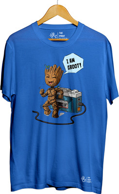 THE PRINT PLATTER Graphic Print Men Round Neck Light Blue T-Shirt