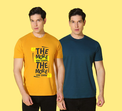 WOOSTRO Printed Men Round Neck Multicolor T-Shirt