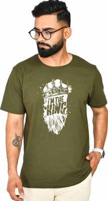 Burundi Blu Printed, Typography Men Round Neck Green T-Shirt