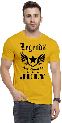 Rhymax Printed Men Round Neck Yellow T-Shirt