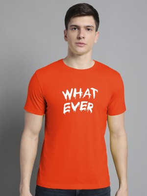 FBAR Typography Men Round Neck Orange T-Shirt