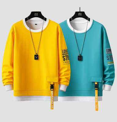 BLENDIX Printed Men Round Neck Multicolor T-Shirt