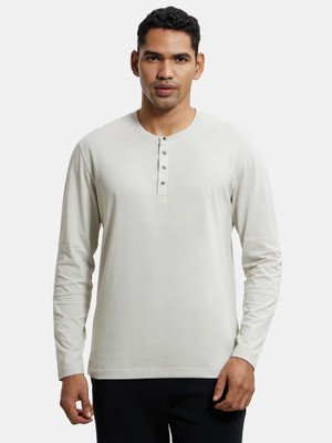JOCKEY Solid Men Henley Neck White T-Shirt