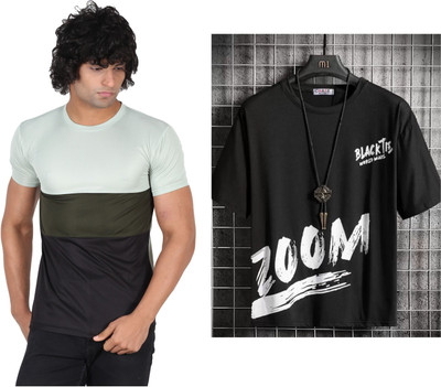 Pachirisu Printed Men Round Neck Light Green, Black T-Shirt