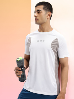 HRX by Hrithik Roshan Colorblock Men Round Neck White T-Shirt
