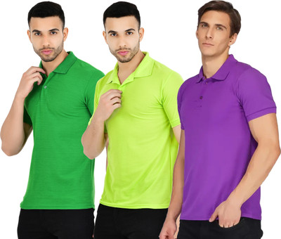 KEOTI Solid Men Polo Neck Multicolor T-Shirt